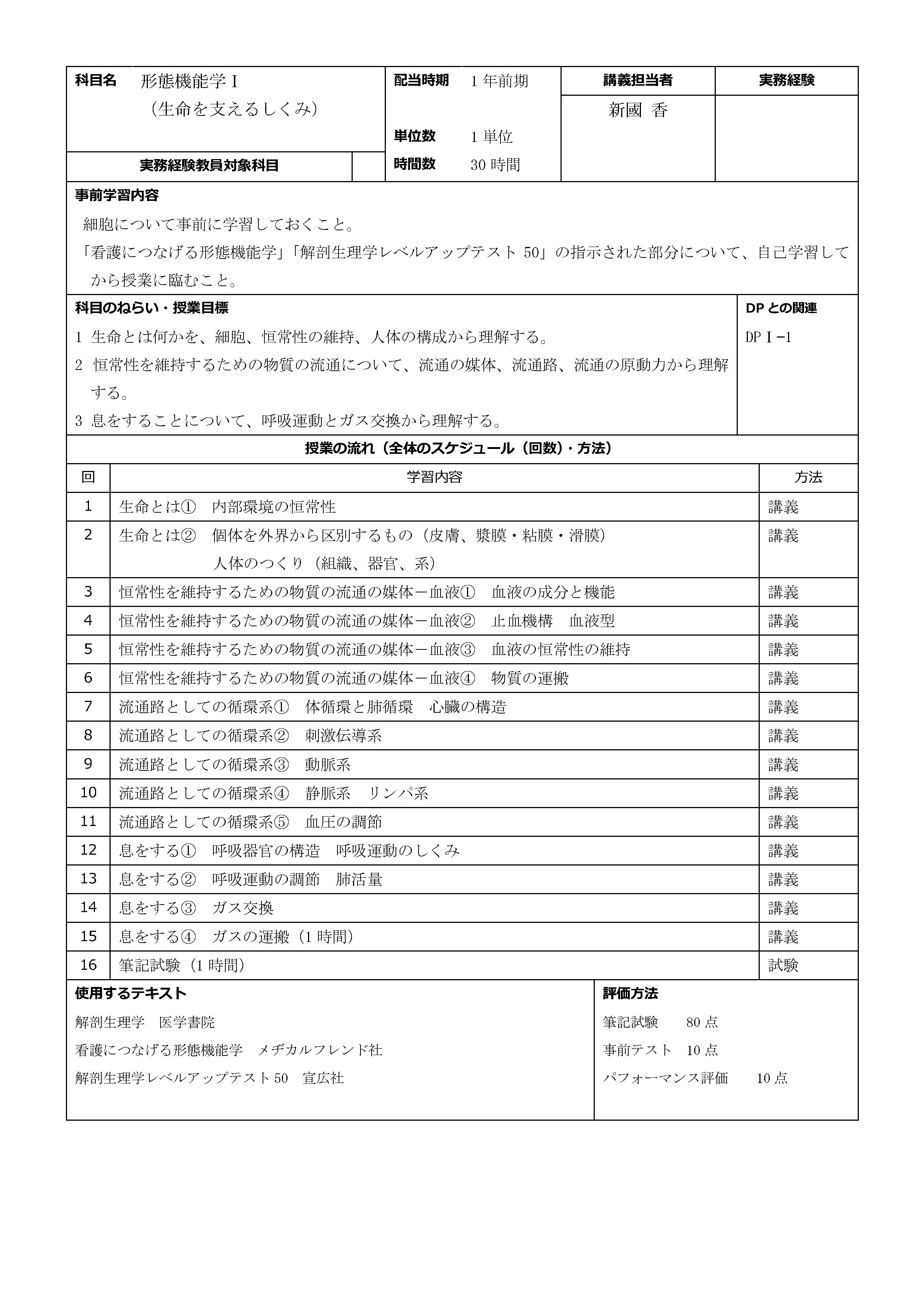 形態機能学Ⅰ
