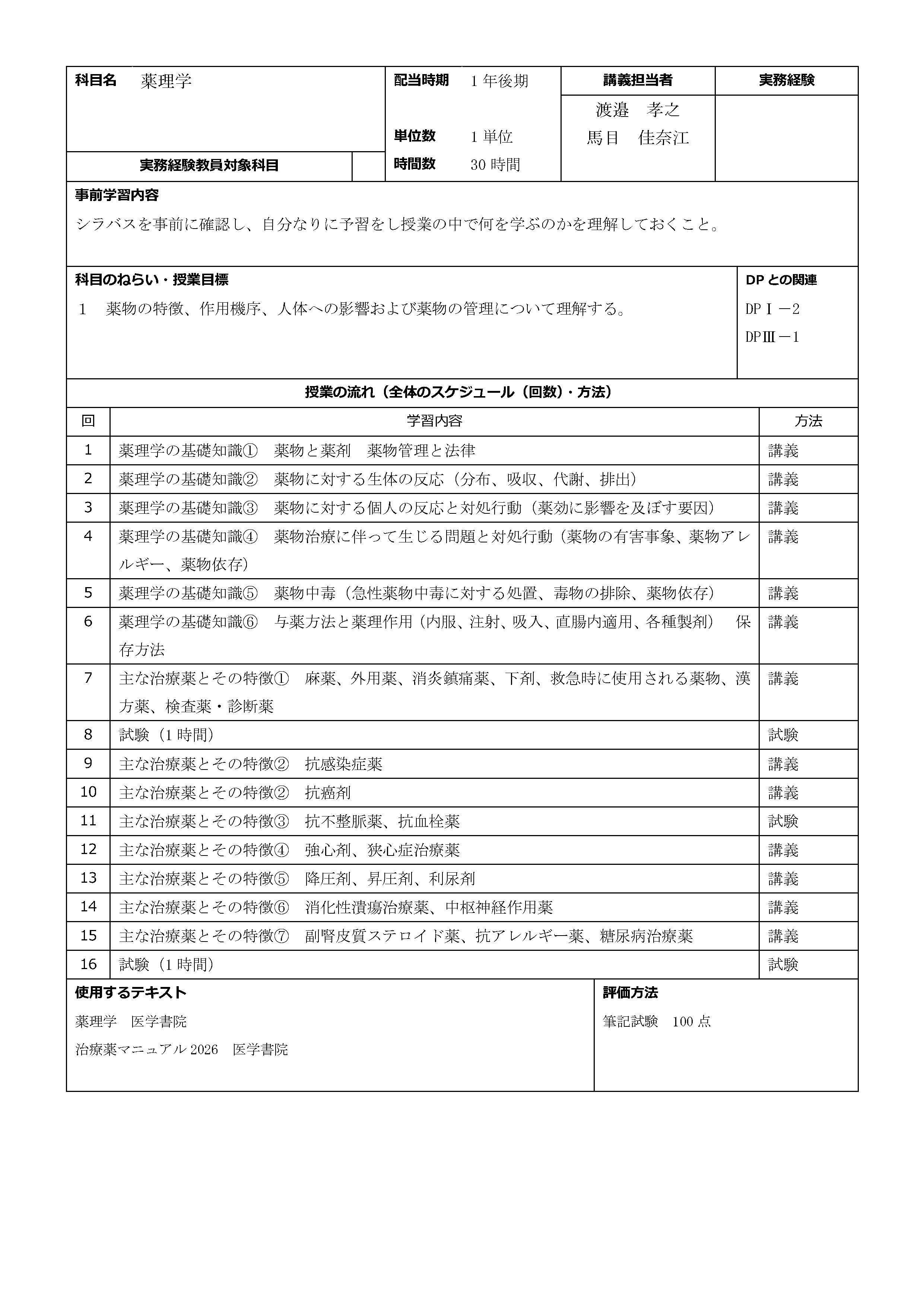 薬理学