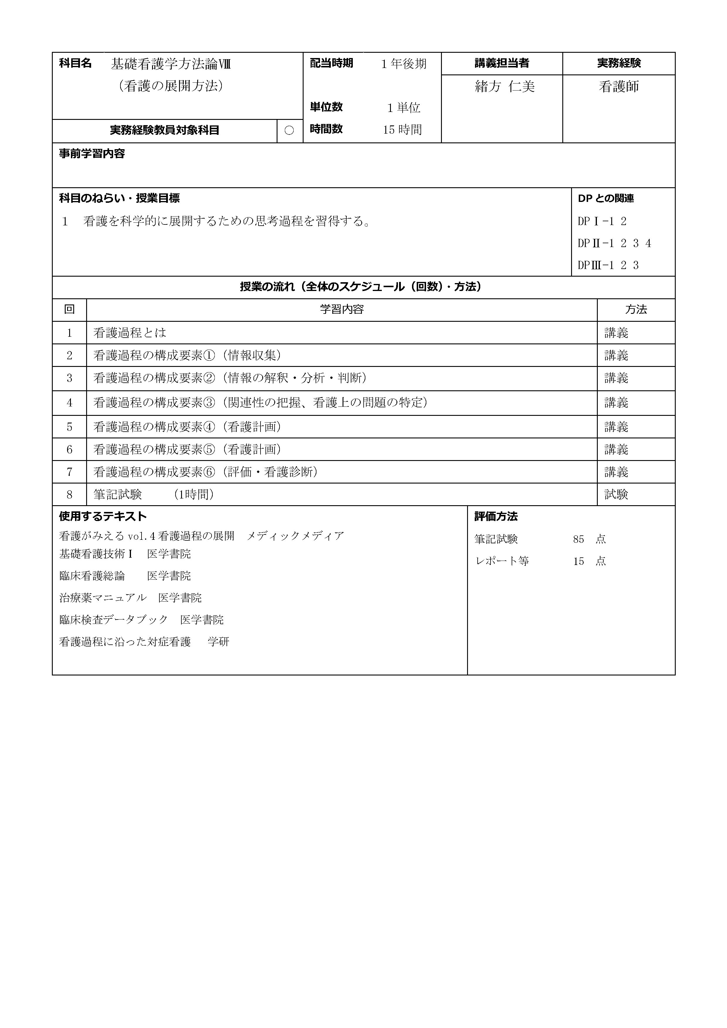 基礎看護学方法論Ⅷ
