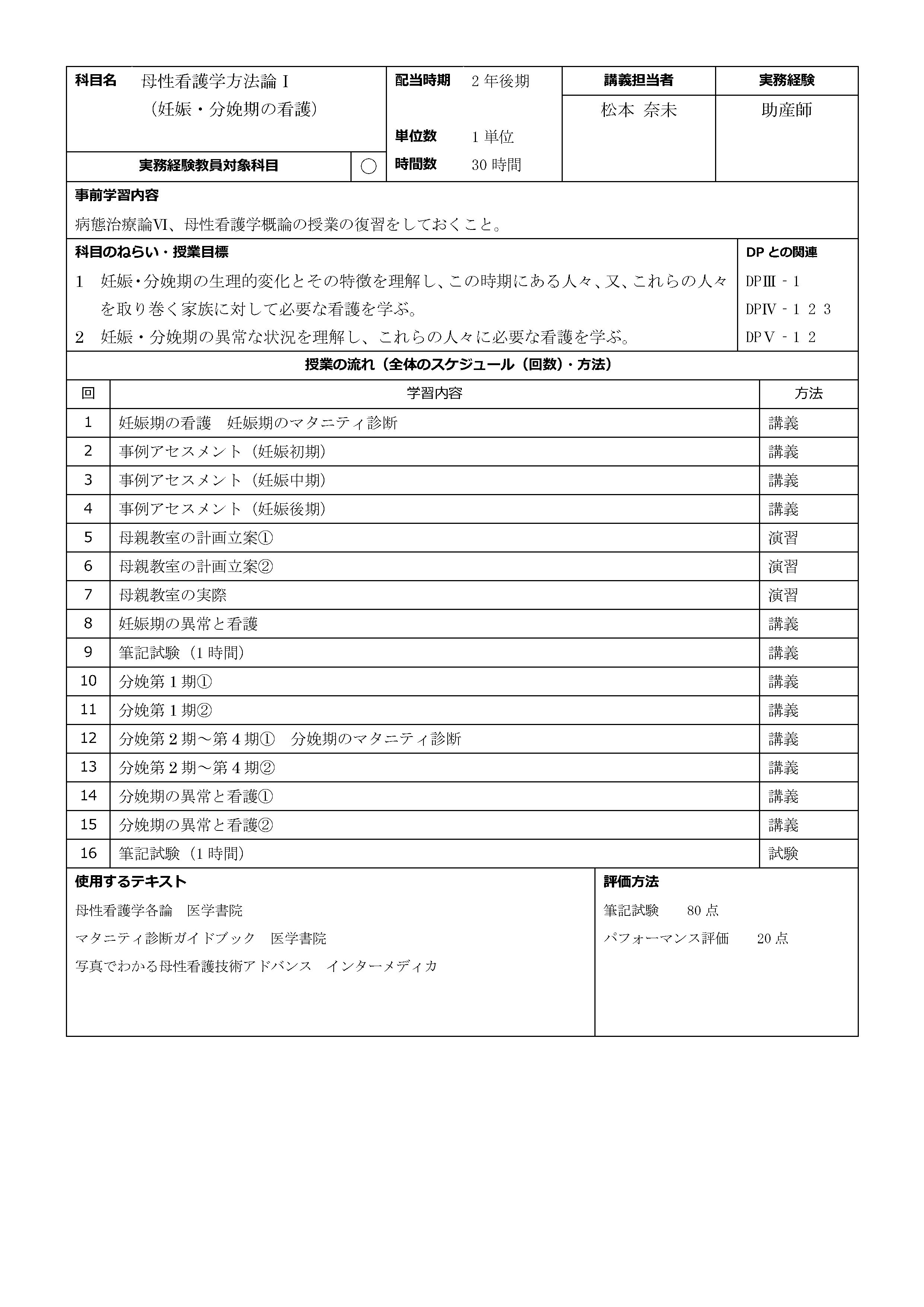 母性看護学方法論Ⅰ
