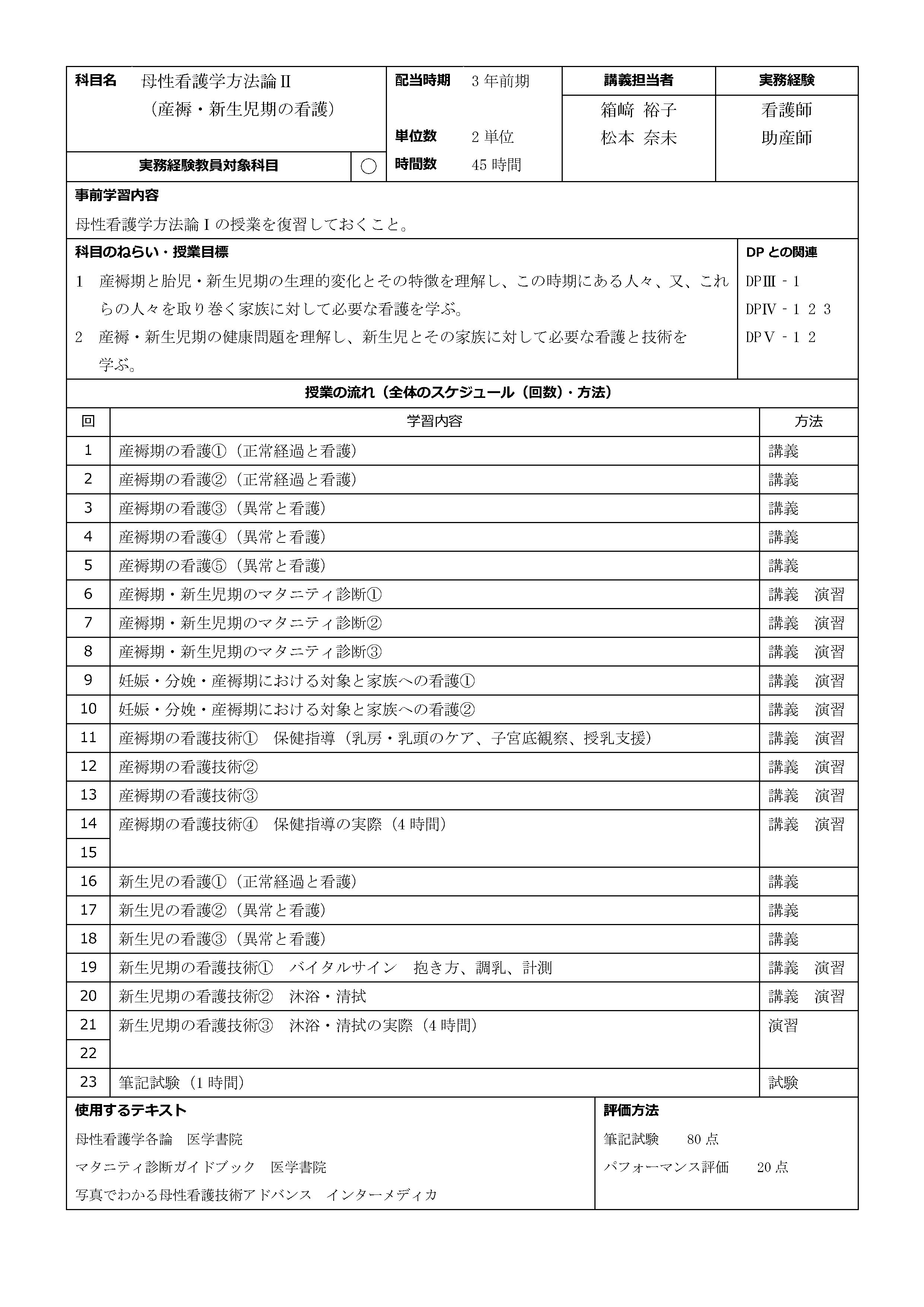 母性看護学方法論Ⅱ